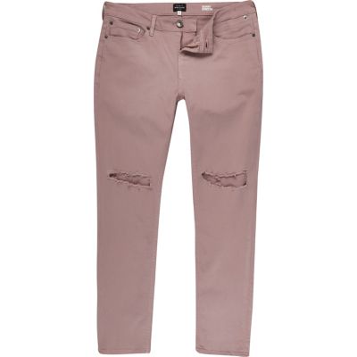 Pink ripped Sid skinny jeans
